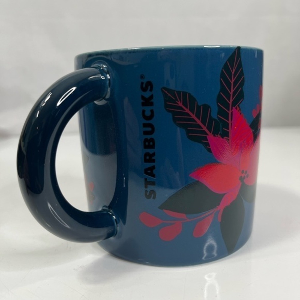 A beautiful new Starbucks mug, blue and red
